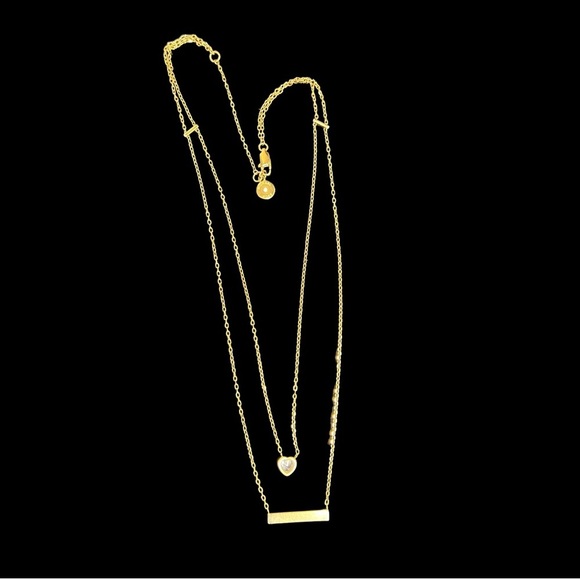 Michael Kors Gold-Tone Double Strand Logo Bar Necklace - Picture 3 of 6